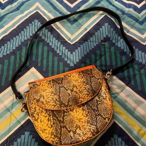 EUC yellow snake pattern vegan purse